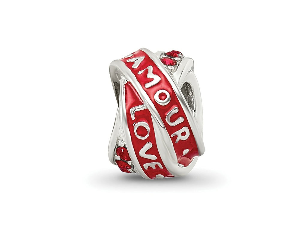 Reflections 925 Sterling Silver Love/Amour Red Preciosa Crystal Bead 9 x 6 mm