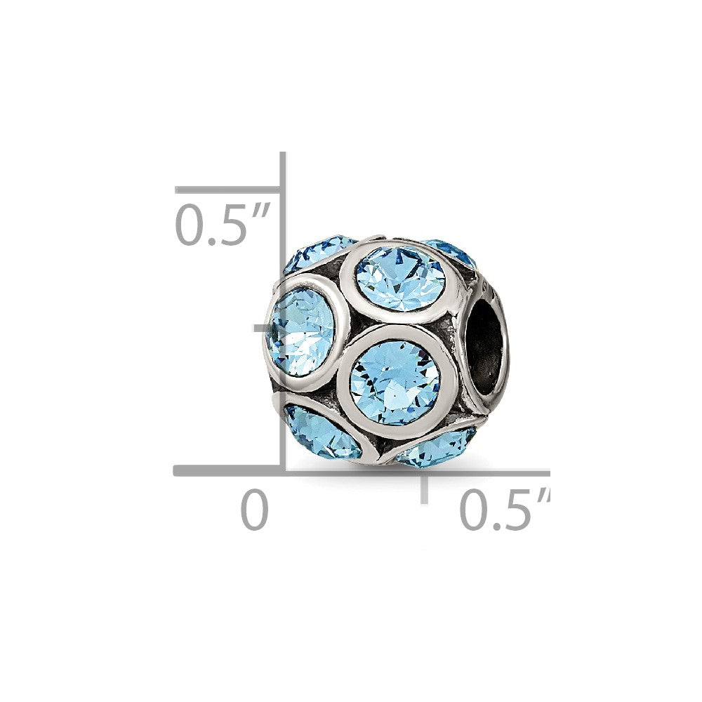 Reflections 925 Sterling Silver March Preciosa Crystal Bead 10 x 9 mm