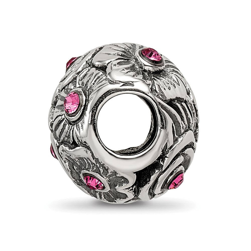 Reflections 925 Sterling Silver Pink Preciosa Crystal Flower Bead 10 x 9 mm