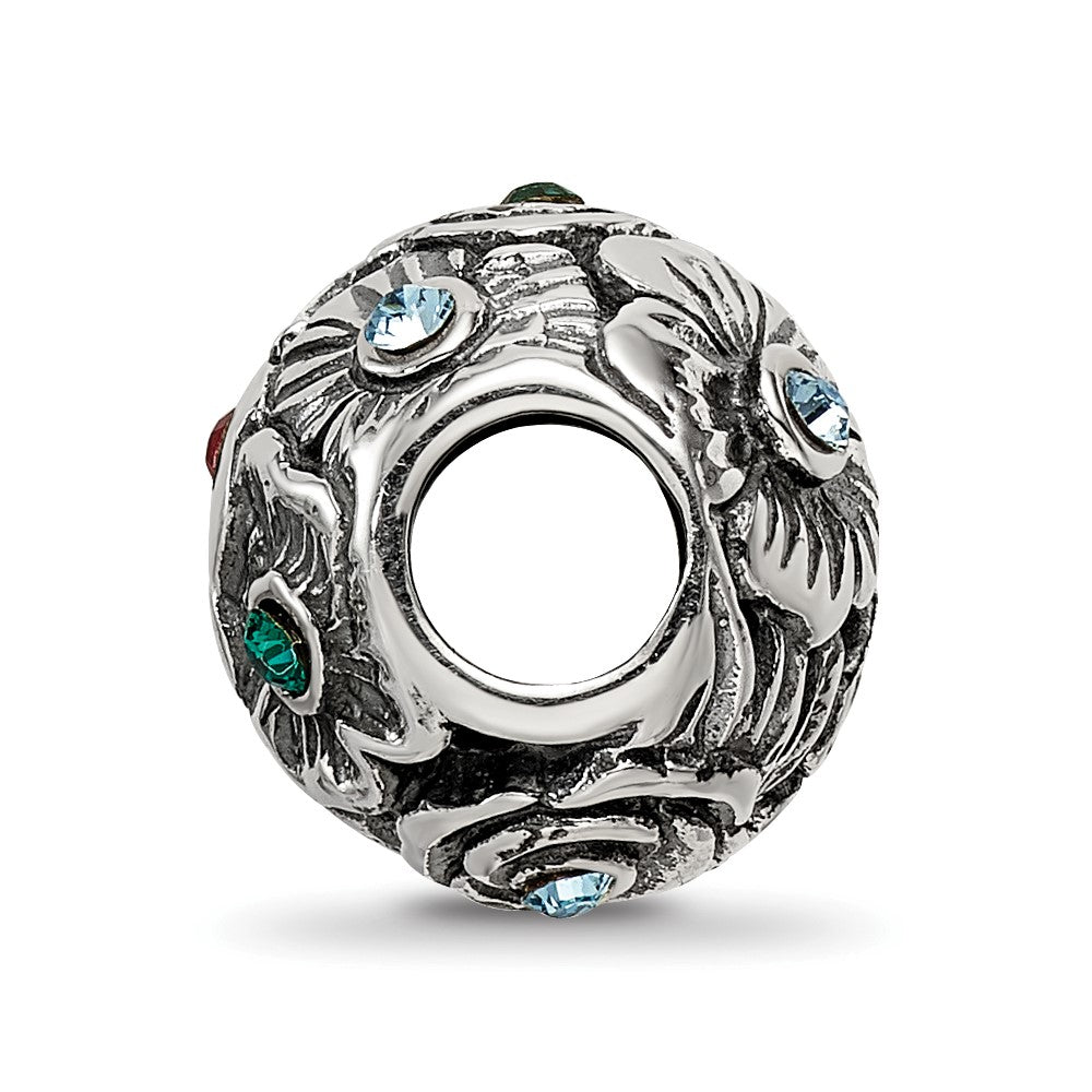 Reflections 925 Sterling Silver Multicolor Preciosa Crystal Flower Bead 10 x 9 mm