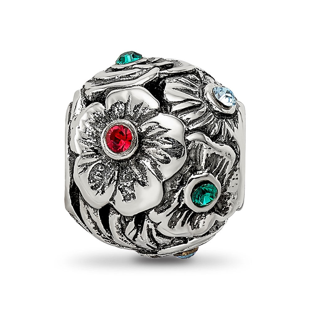 Reflections 925 Sterling Silver Multicolor Preciosa Crystal Flower Bead 10 x 9 mm
