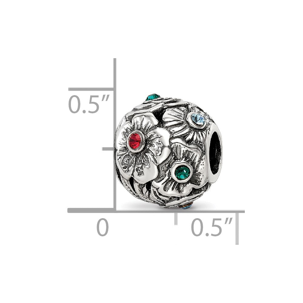 Reflections 925 Sterling Silver Multicolor Preciosa Crystal Flower Bead 10 x 9 mm