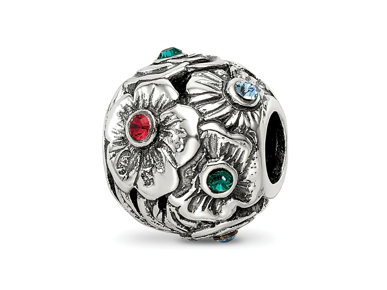 Reflections 925 Sterling Silver Multicolor Preciosa Crystal Flower Bead 10 x 9 mm