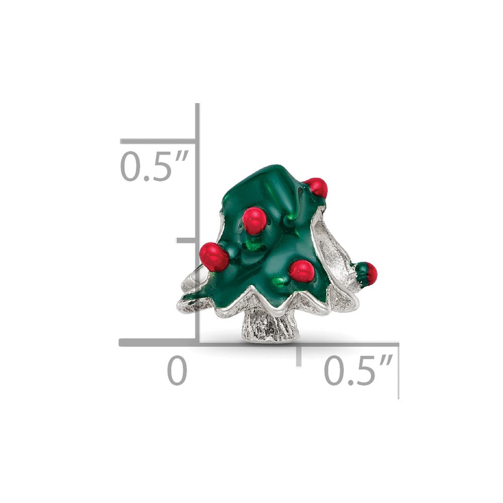 Reflections 925 Sterling Silver Enameled Christmas Tree Bead 10 x 10 mm
