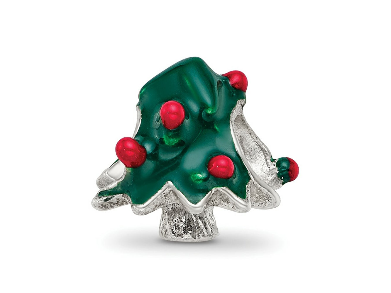 Reflections 925 Sterling Silver Enameled Christmas Tree Bead 10 x 10 mm