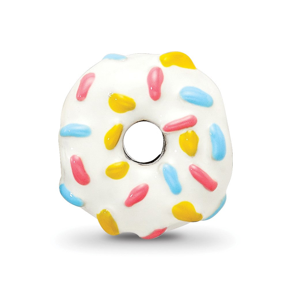 Reflections 925 Sterling Silver Enameled Donut with Sprinkles Bead 10 x 10 mm