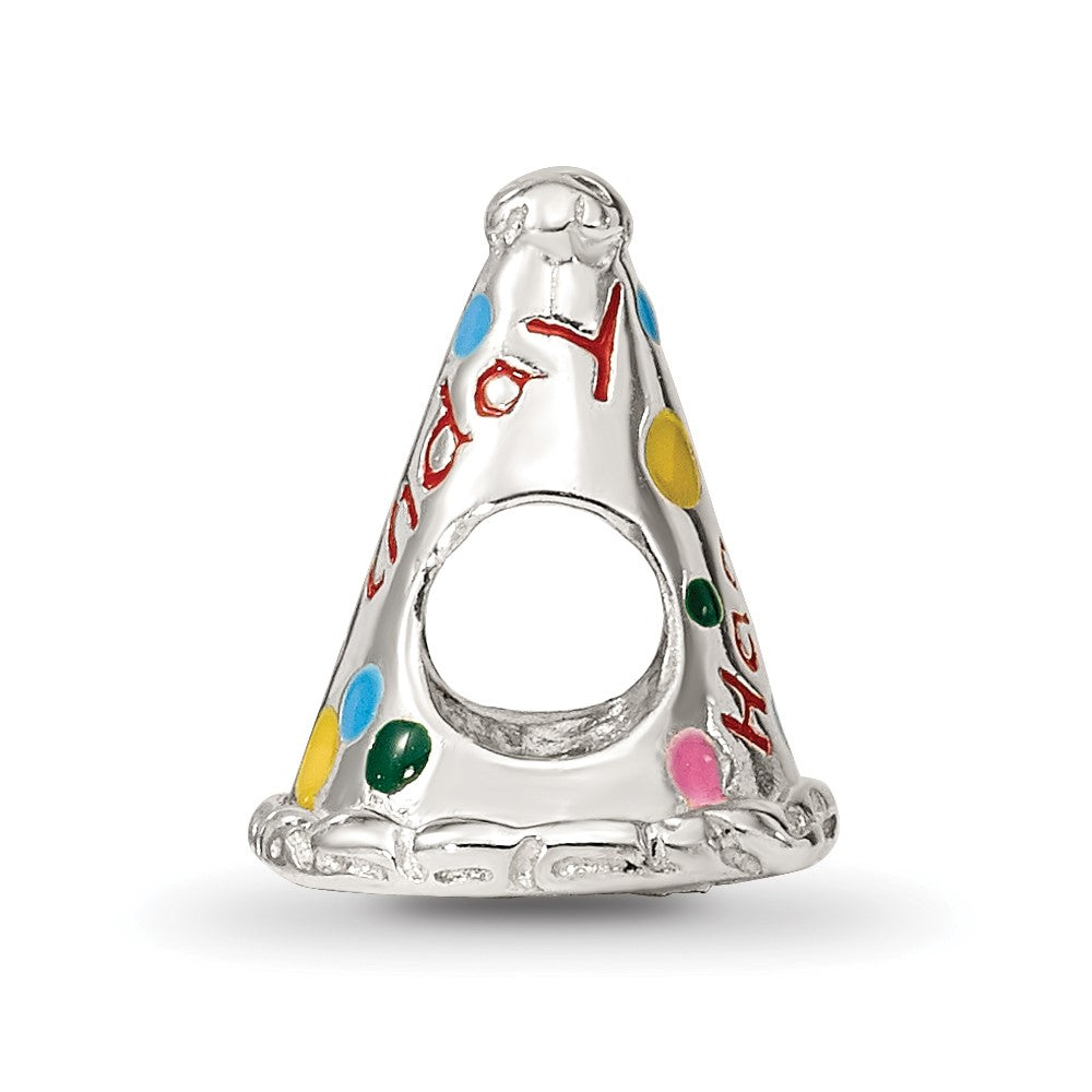 Reflections 925 Sterling Silver Enameled Happy Birthday Hat Bead 12 x 10 mm