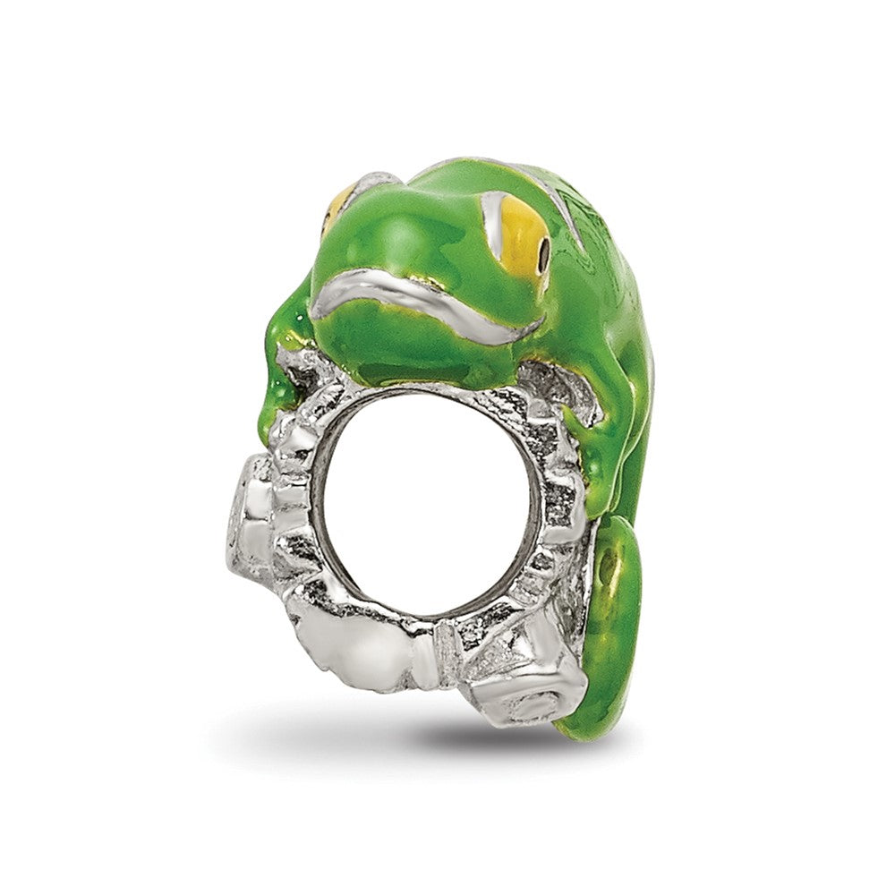Reflections 925 Sterling Silver Enameled Lizard on Log Bead 10 x 11 mm