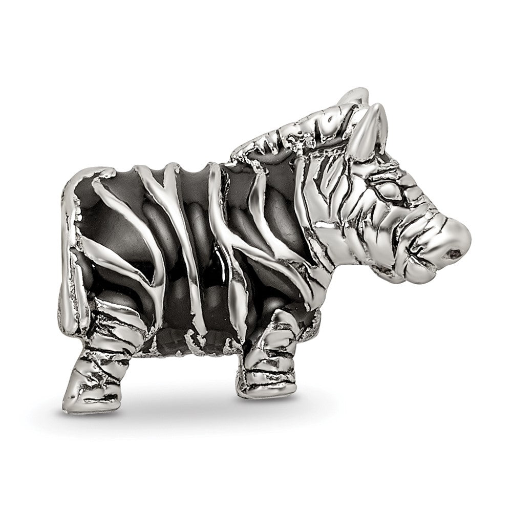 Reflections 925 Sterling Silver Enameled Zebra Bead 12 x 15 mm