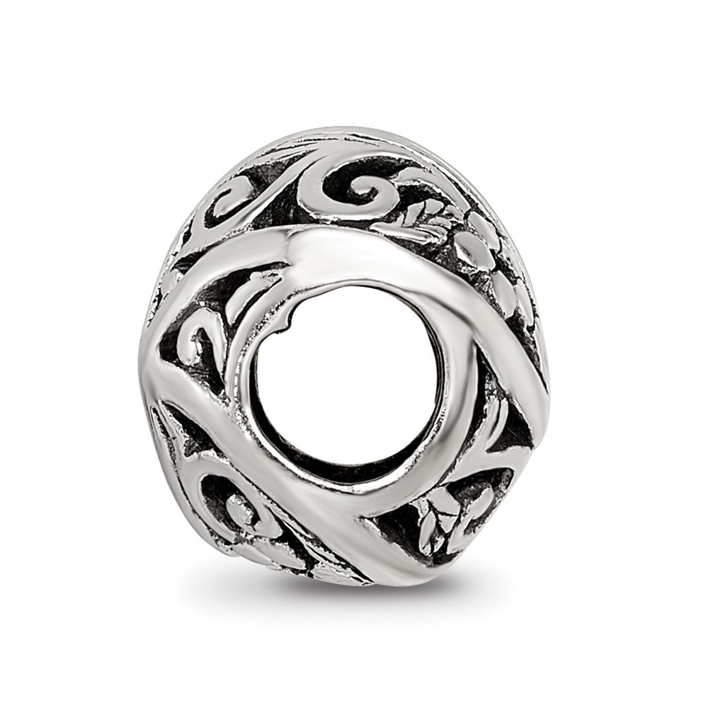 Reflections 925 Sterling Silver Flowers and Vines Bali Bead 10 x 9 mm