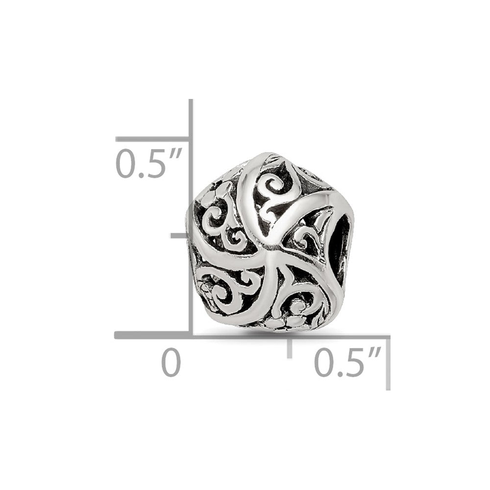 Reflections 925 Sterling Silver Flowers and Vines Bali Bead 10 x 9 mm