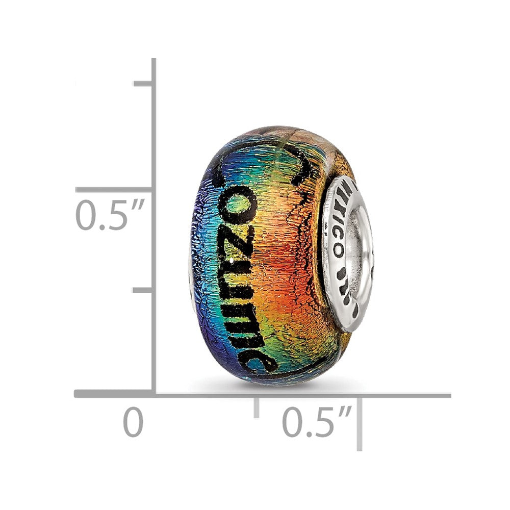 Reflections 925 Sterling Silver Cozumel Orange Dichroic Glass Bead 12 x 9 mm