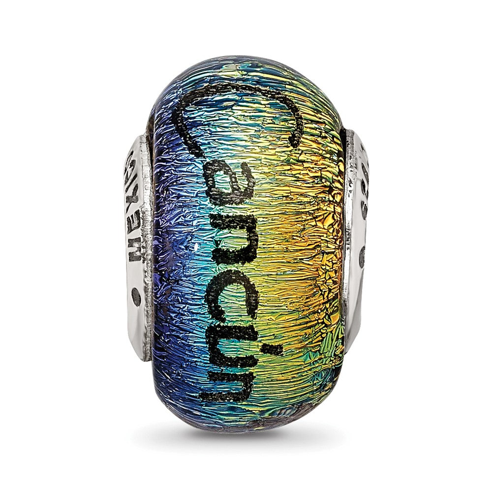 Reflections 925 Sterling Silver Cancun Orange Dichroic Glass Bead 12 x 9 mm