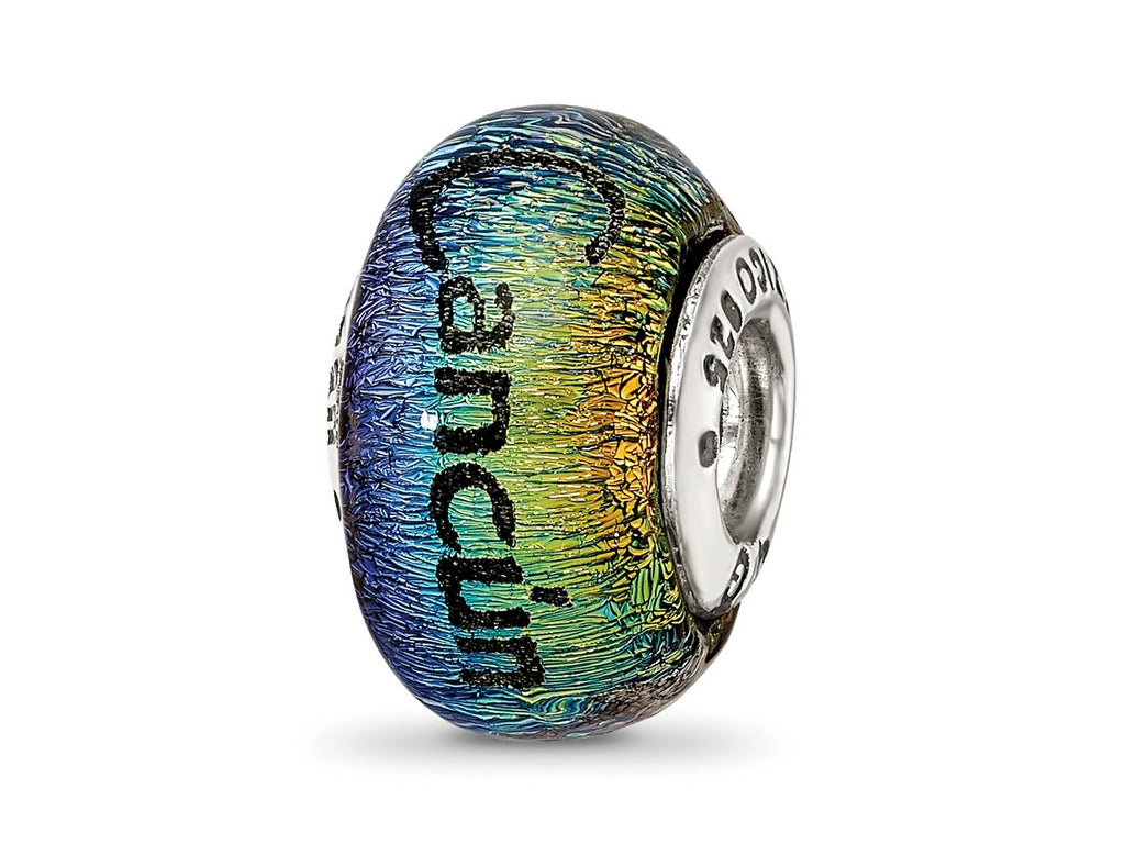 Reflections 925 Sterling Silver Cancun Orange Dichroic Glass Bead 12 x 9 mm