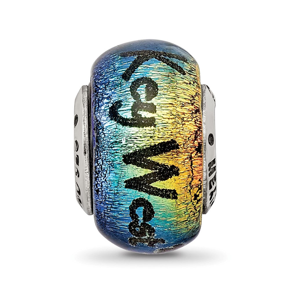 Reflections 925 Sterling Silver Key West Orange Dichroic Glass Bead 12 x 9 mm