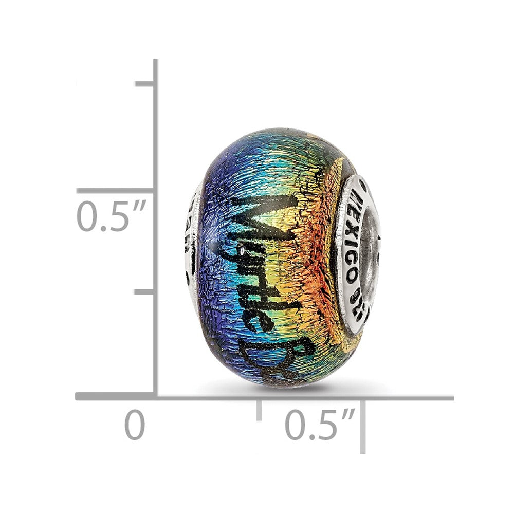Reflections 925 Sterling Silver Myrtle Beach Orange Dichroic Glass Bead 12 x 9 mm