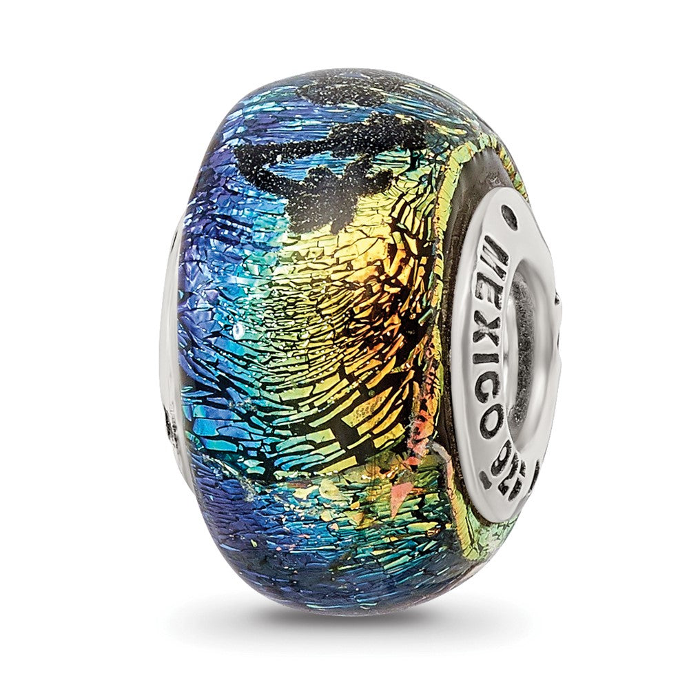 Reflections 925 Sterling Silver Virgin Islands Orange Dichroic Glass Bead 12 x 9 mm