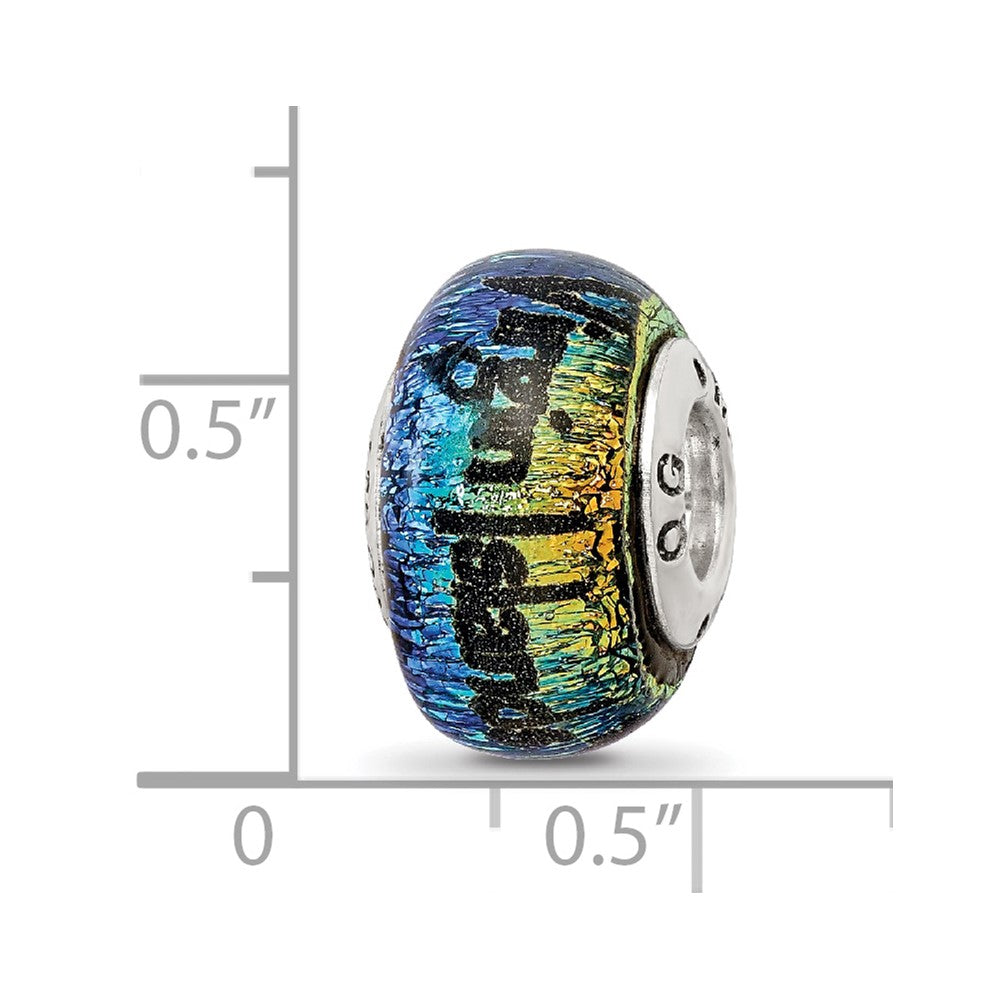 Reflections 925 Sterling Silver Virgin Islands Orange Dichroic Glass Bead 12 x 9 mm