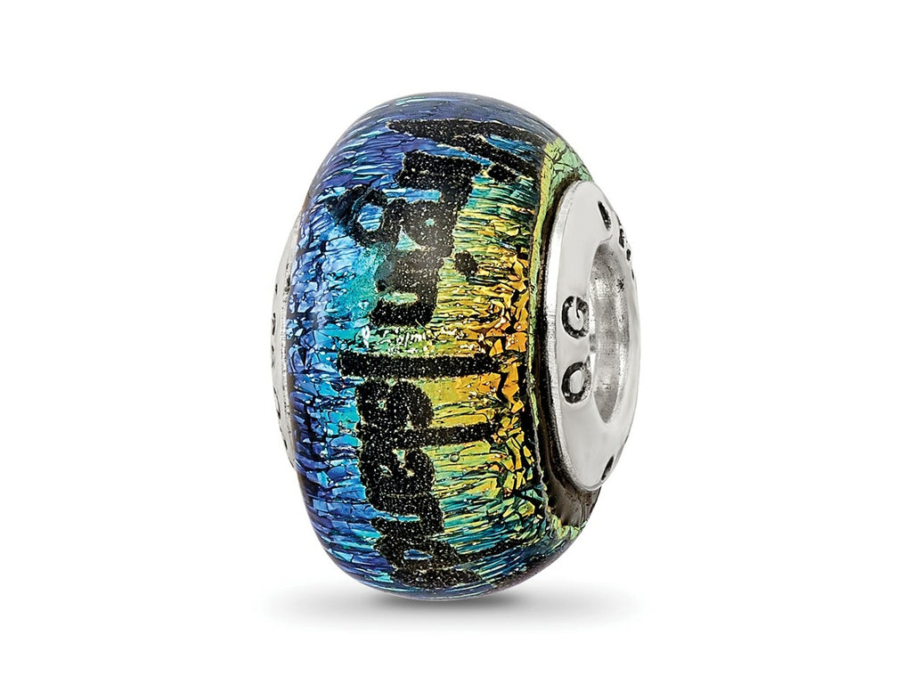 Reflections 925 Sterling Silver Virgin Islands Orange Dichroic Glass Bead 12 x 9 mm