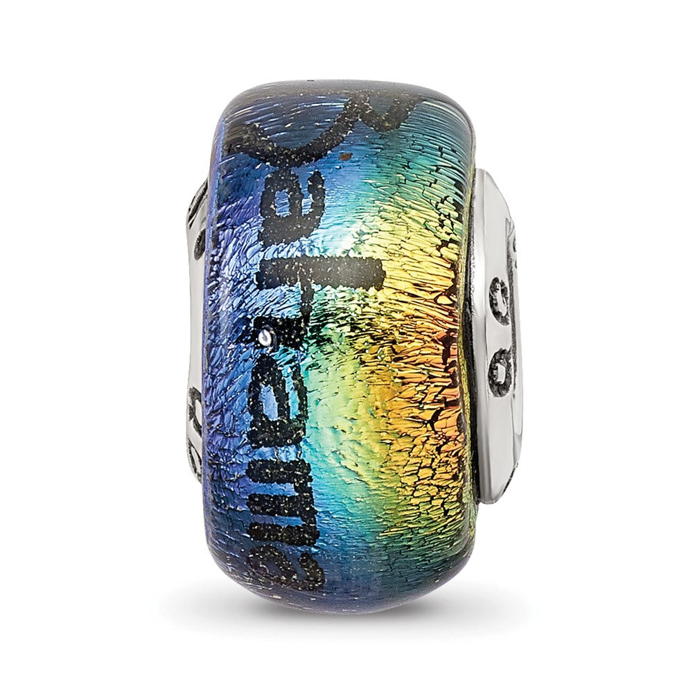 Reflections 925 Sterling Silver Bahama Orange Dichroic Glass Bead 12 x 9 mm