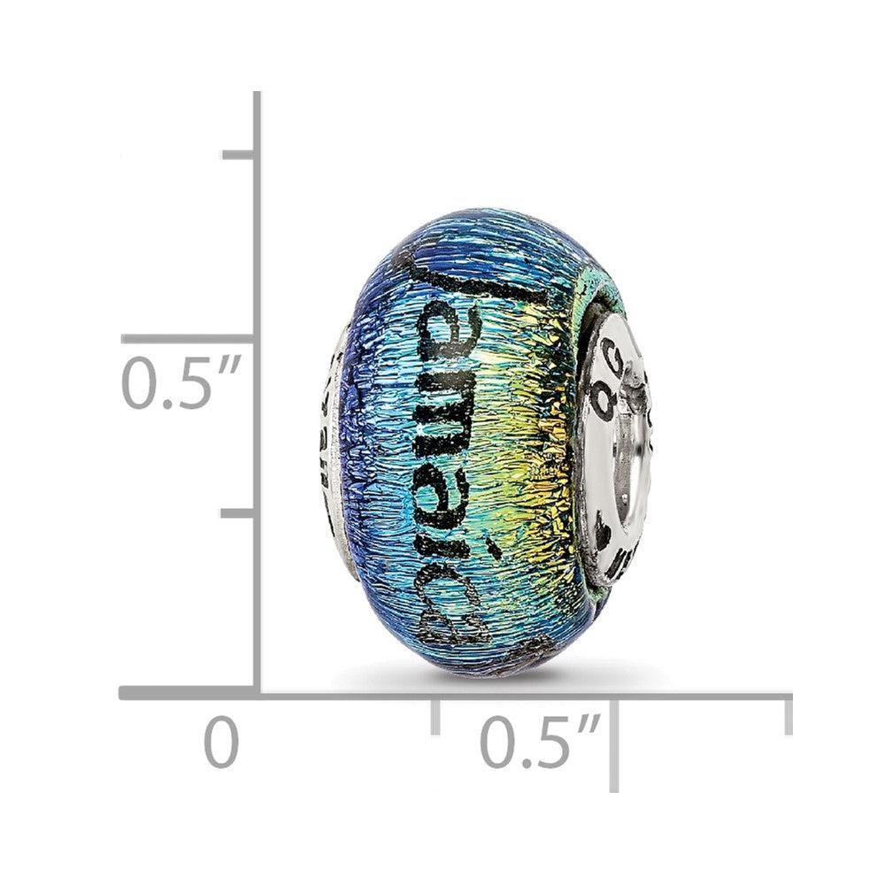 Reflections 925 Sterling Silver Jamaica Orange Dichroic Glass Bead 12 x 9 mm