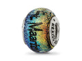 Reflections 925 Sterling Silver St Maarten Orange Dichroic Glass Bead 12 x 9 mm