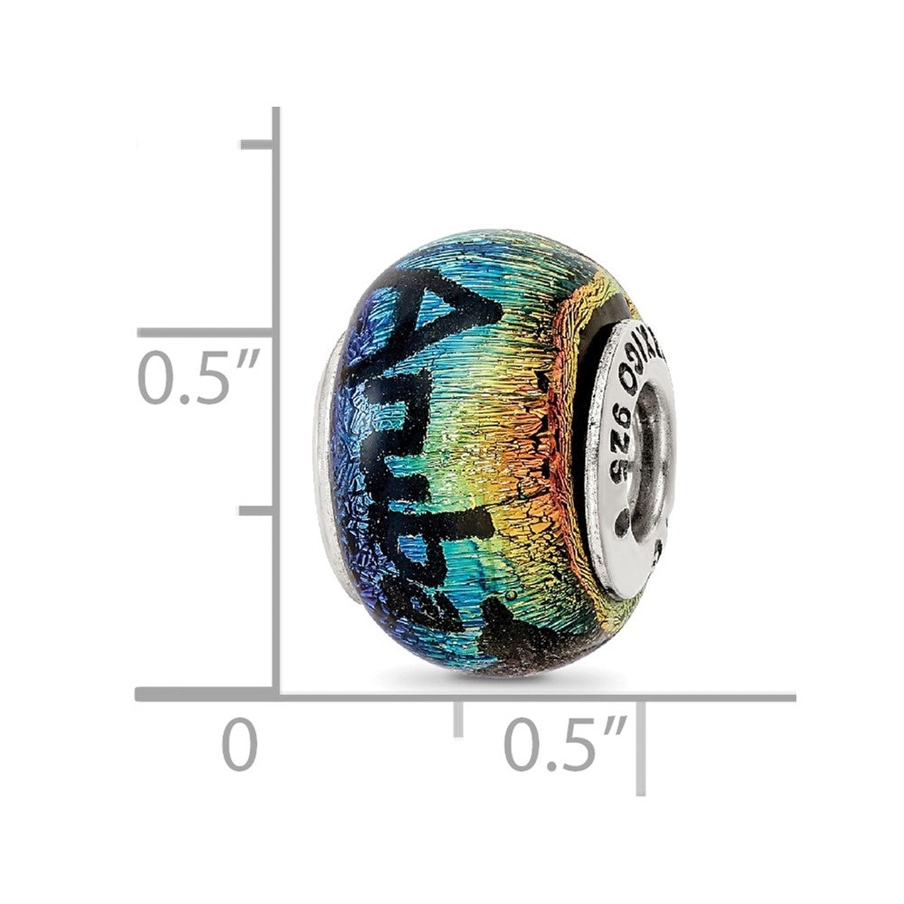 Reflections 925 Sterling Silver Aruba Orange Dichroic Glass Bead 12 x 9 mm