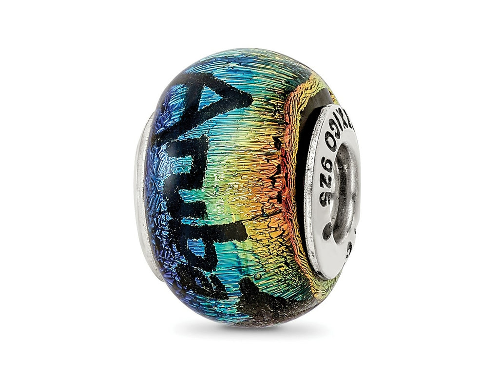 Reflections 925 Sterling Silver Aruba Orange Dichroic Glass Bead 12 x 9 mm