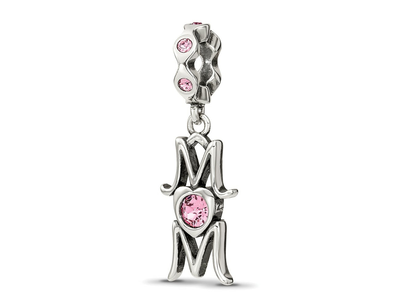 Reflections 925 Sterling Silver Crystals MOM Dangle Bead 22 x 7 mm
