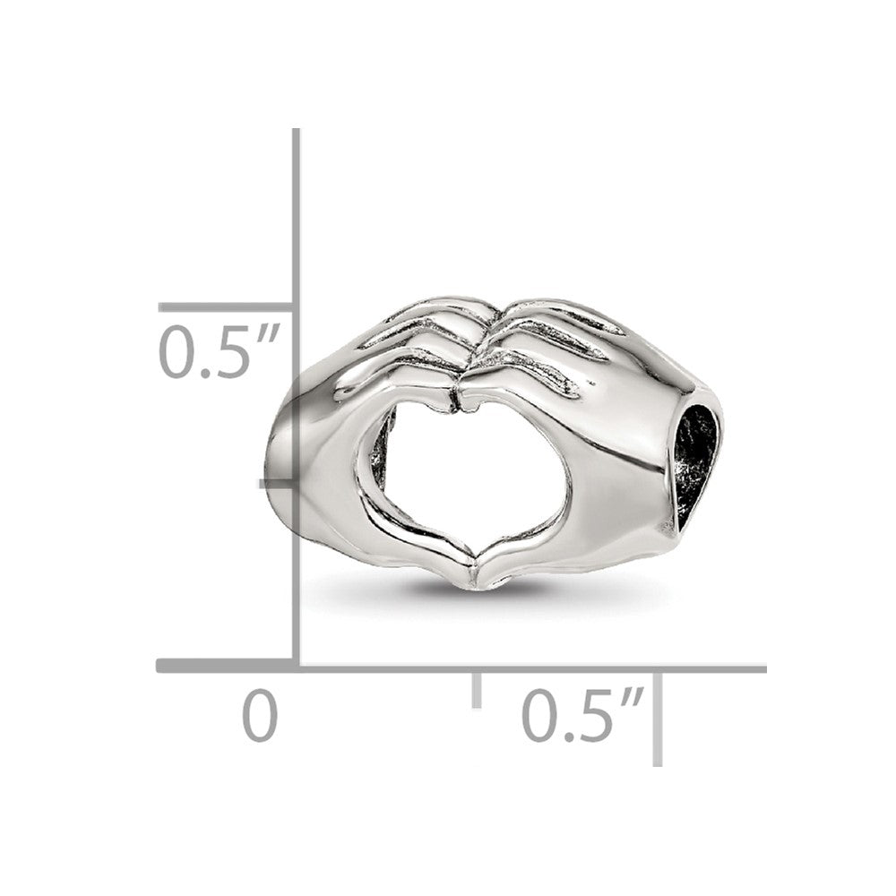 Reflections 925 Sterling Silver Heart Hands Bead 9 x 14 mm