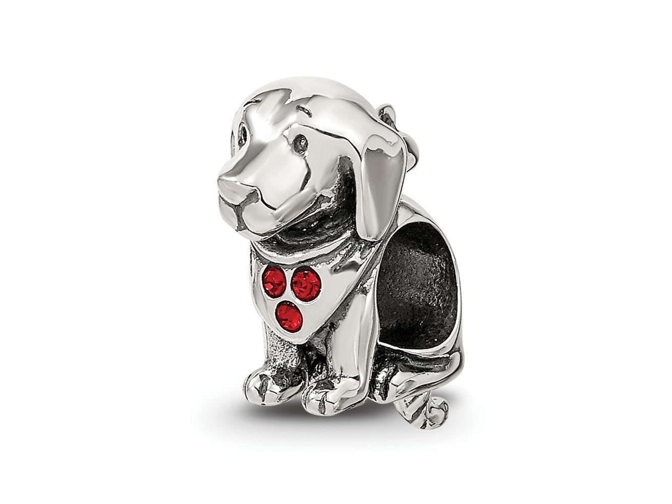 Reflections 925 Sterling Silver Crystal Dog Bead 12 x 7 mm