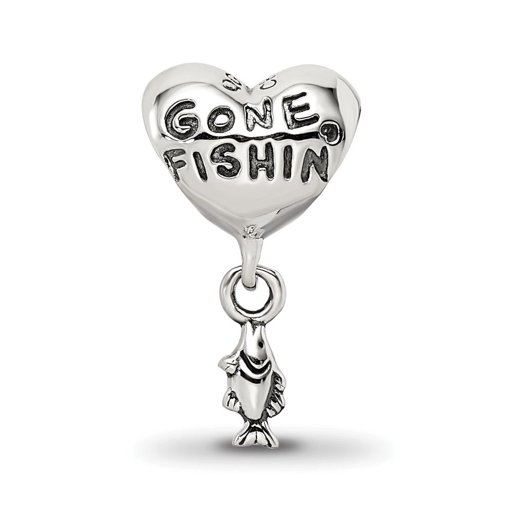 Reflections 925 Sterling Silver Gone Fishin Dangle Bead 14 x 8 mm