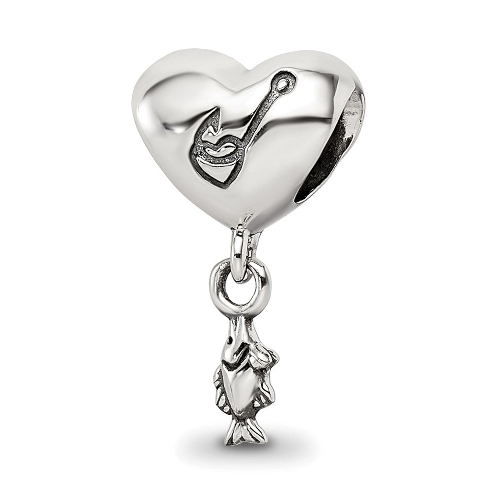 Reflections 925 Sterling Silver Gone Fishin Dangle Bead 14 x 8 mm