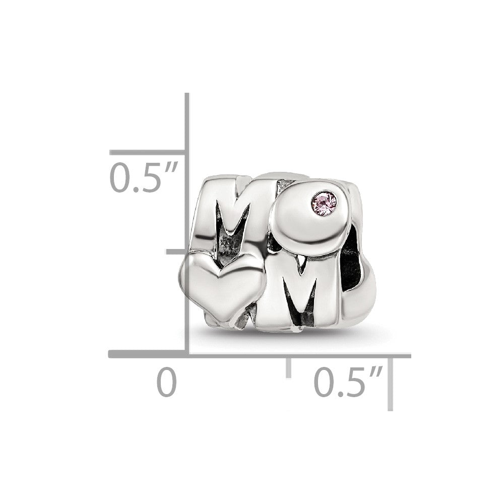 Reflections 925 Sterling Silver Pink Crystals MOM Bead 9 x 10 mm