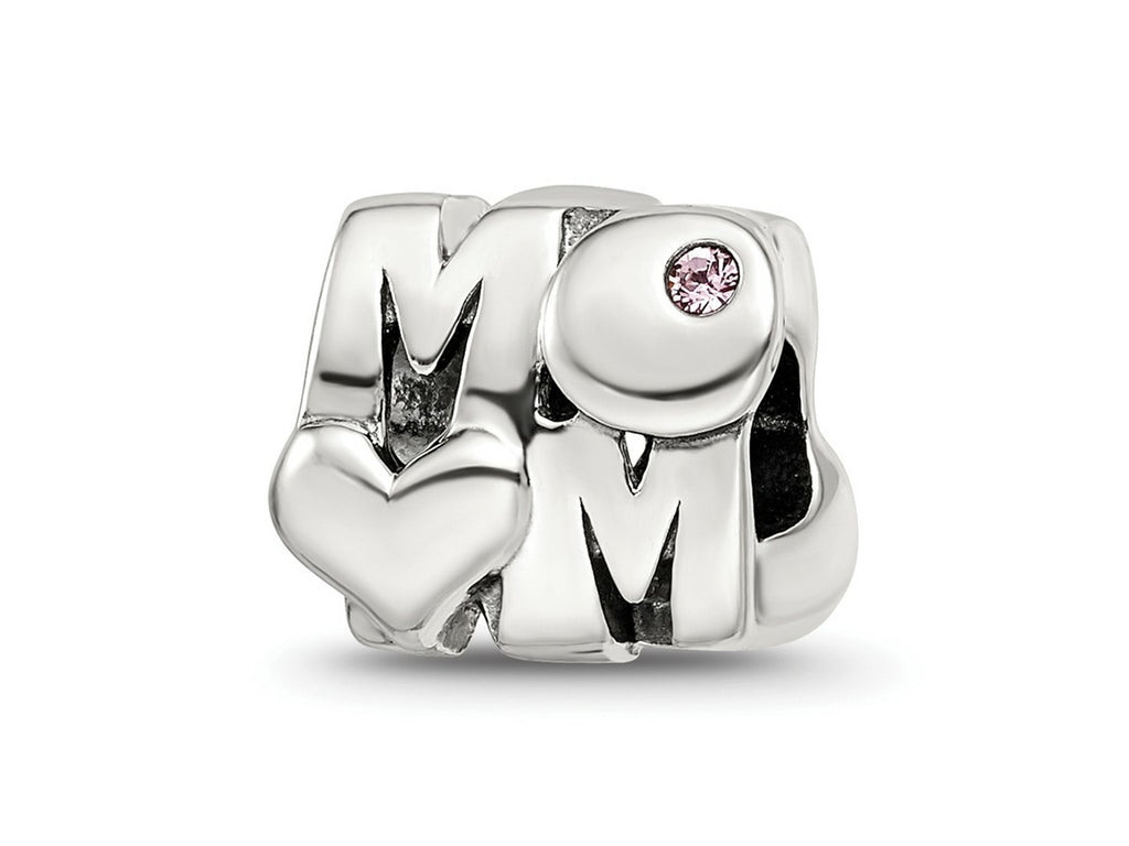 Reflections 925 Sterling Silver Pink Crystals MOM Bead 9 x 10 mm