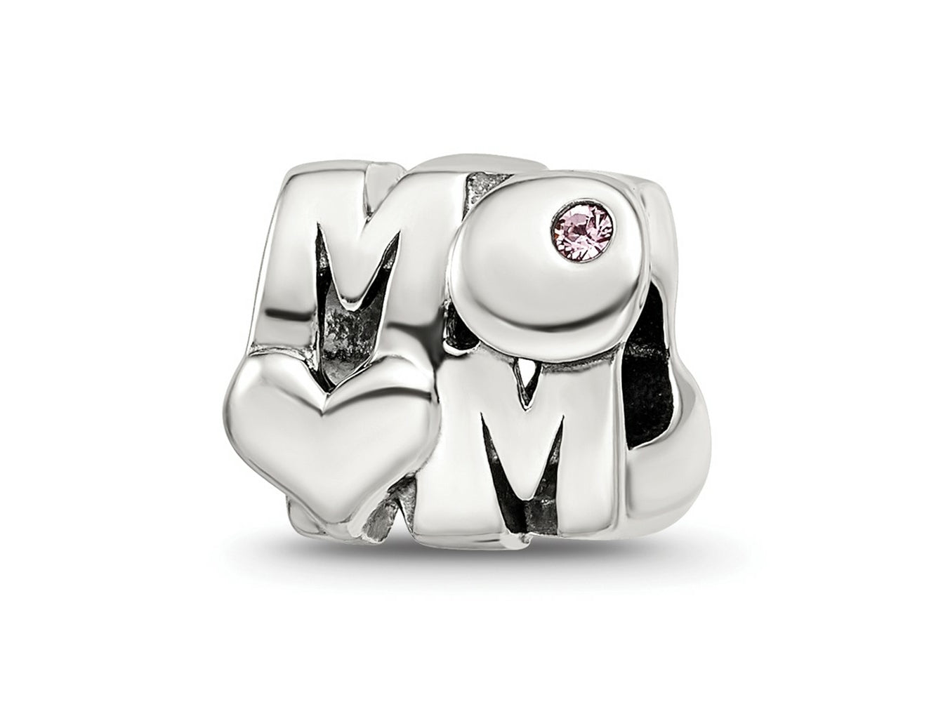 Reflections 925 Sterling Silver Pink Crystals MOM Bead 9 x 10 mm