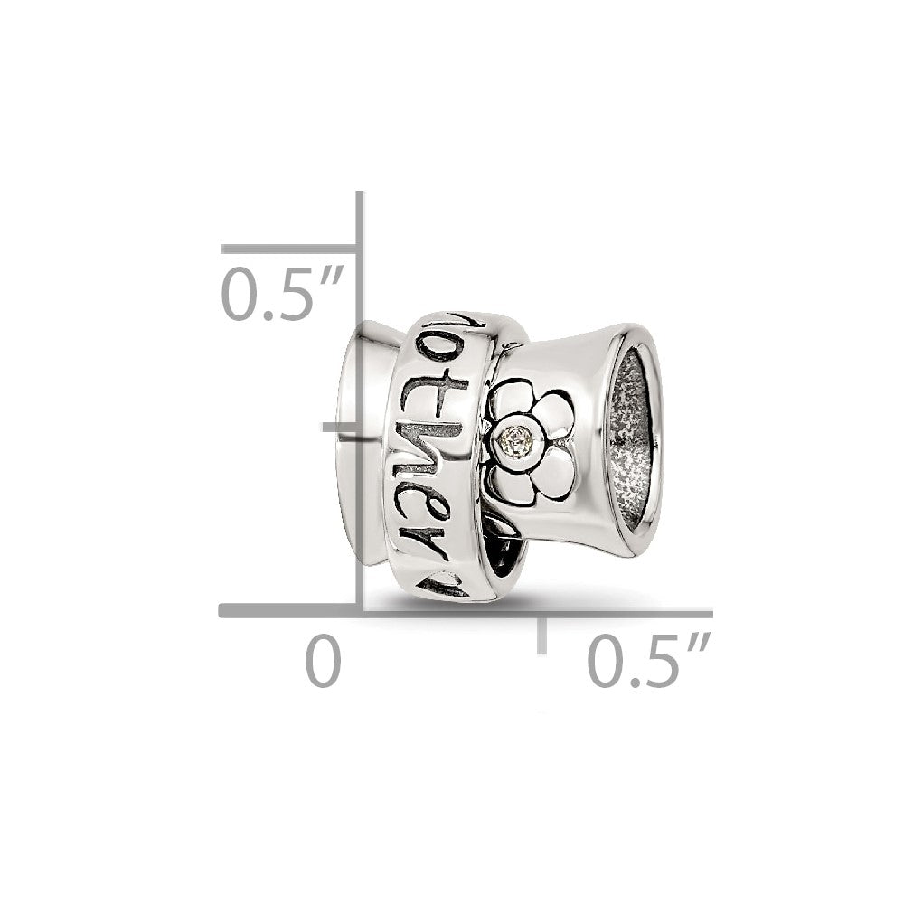 Reflections 925 Sterling Silver Crystals Mother Spinner Bead 10 x 10 mm