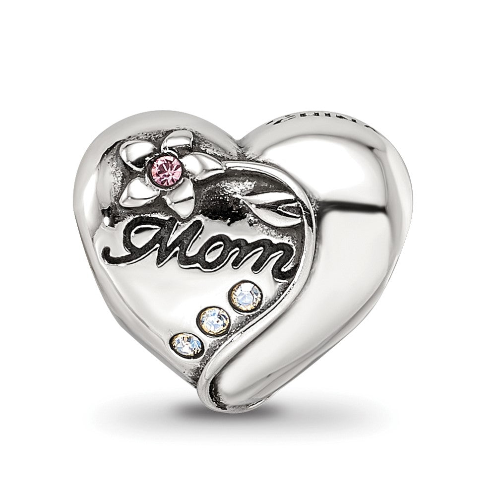 Reflections 925 Sterling Silver Crystals Mother's Heart Bead 9 x 10 mm