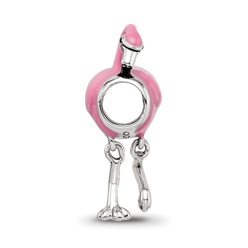 Reflections 925 Sterling Silver Pink Enamel Flamingo Bead 15 x 8 mm