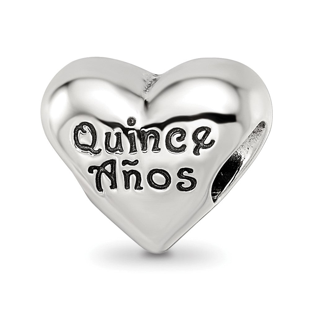 Reflections 925 Sterling Silver Crystals Quinceanera Heart Bead 10 x 12 mm