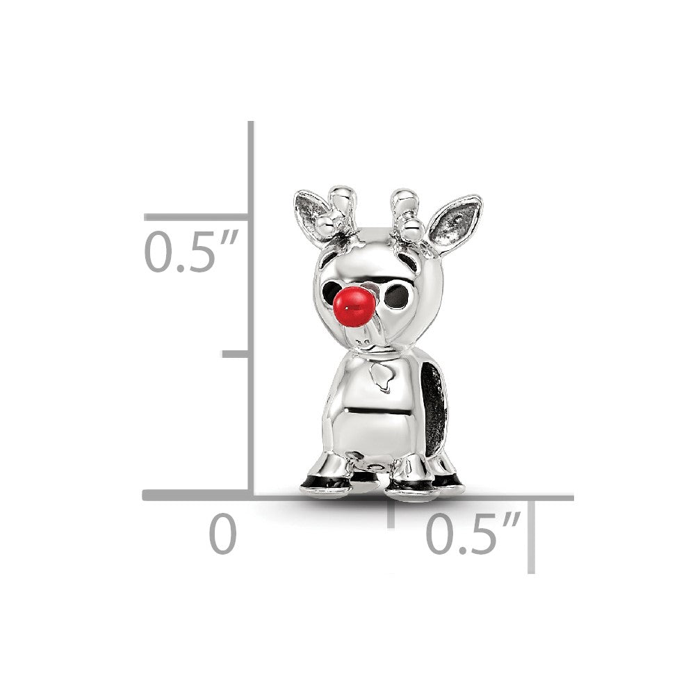 Reflections 925 Sterling Silver Red Enamel Rudolph Bead 13 x 7 mm