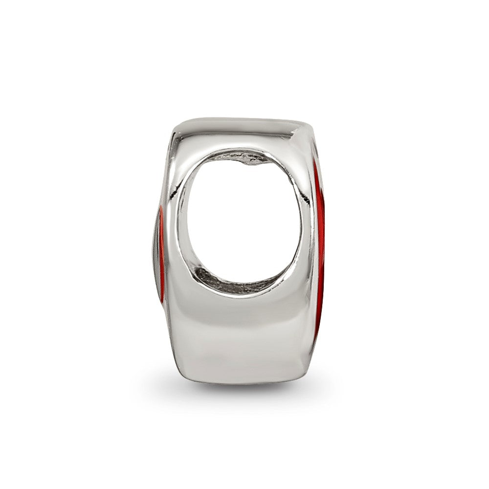 Reflections 925 Sterling Silver Rhodium Plated Red Enamel LOVE and Heart Bead 10 x 11 mm