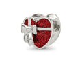 Reflections 925 Sterling Silver Rhodium Plated Red Enameled Heart Bead 10 x 10 mm