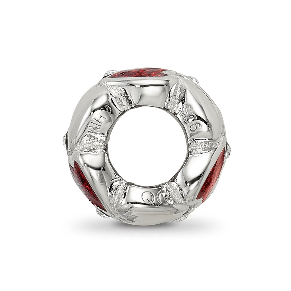 Reflections 925 Sterling Silver Red Enamel Crystal Hearts Bead 10 x 10 mm