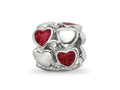 Reflections 925 Sterling Silver Red Enamel Crystal Hearts Bead 10 x 10 mm