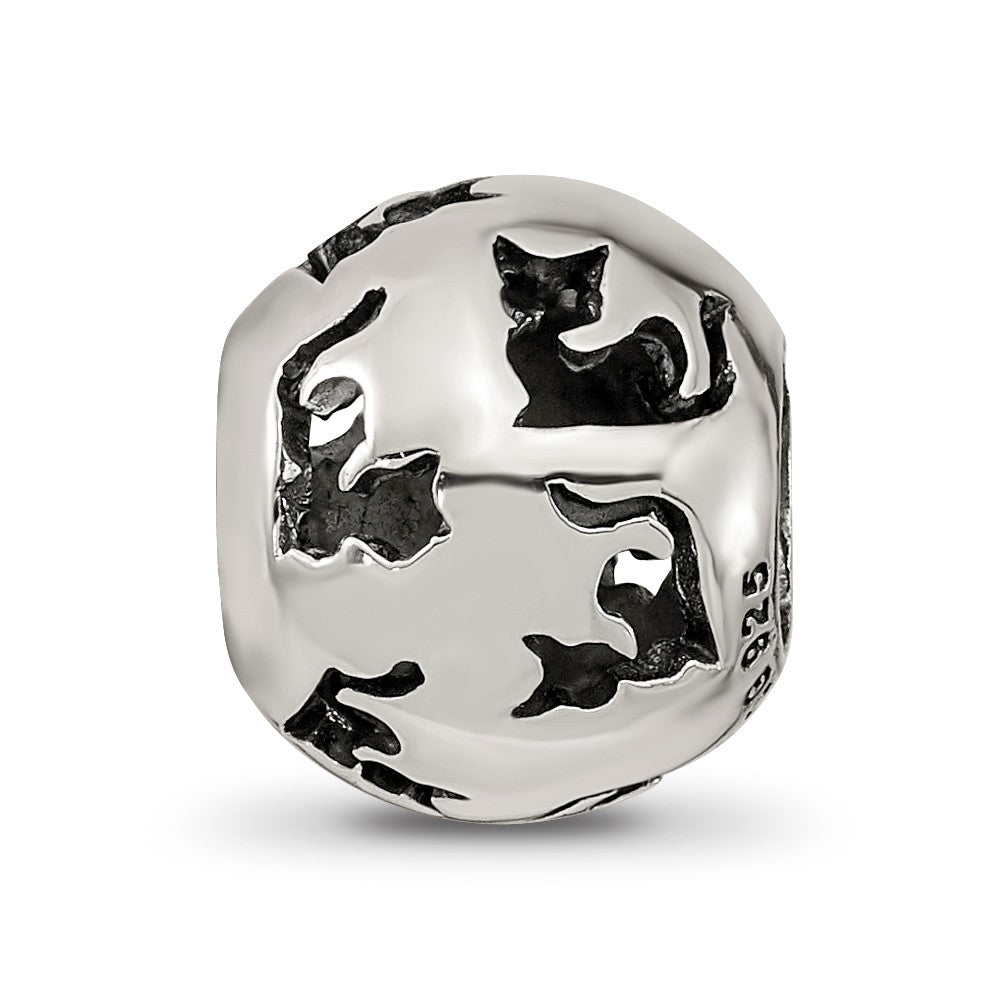 Reflections 925 Sterling Silver Cutout Cat Bead 11 x 9 mm