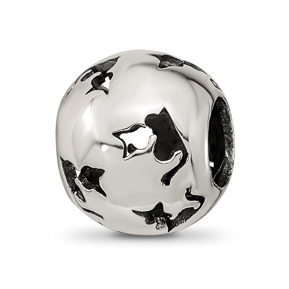 Reflections 925 Sterling Silver Cutout Cat Bead 11 x 9 mm