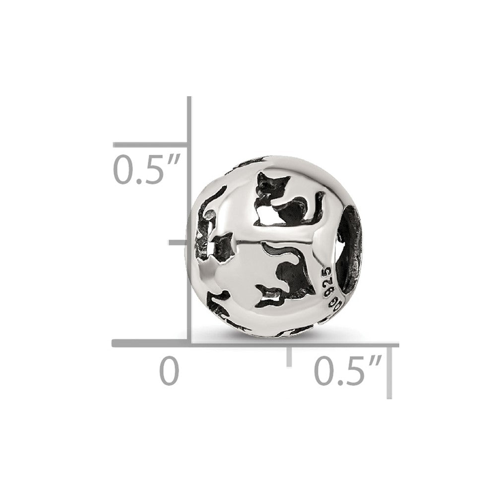 Reflections 925 Sterling Silver Cutout Cat Bead 11 x 9 mm
