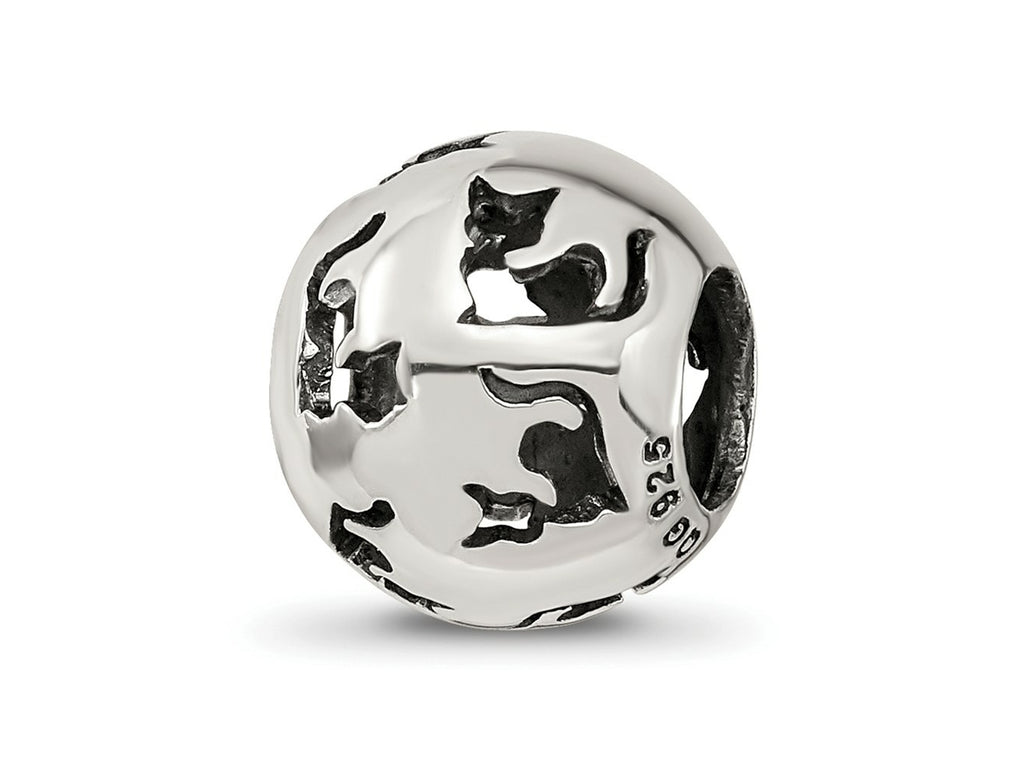 Reflections 925 Sterling Silver Cutout Cat Bead 11 x 9 mm