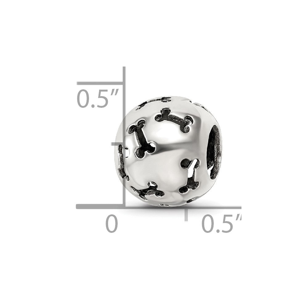 Reflections 925 Sterling Silver Cutout Dog Bone Bead 11 x 10 mm